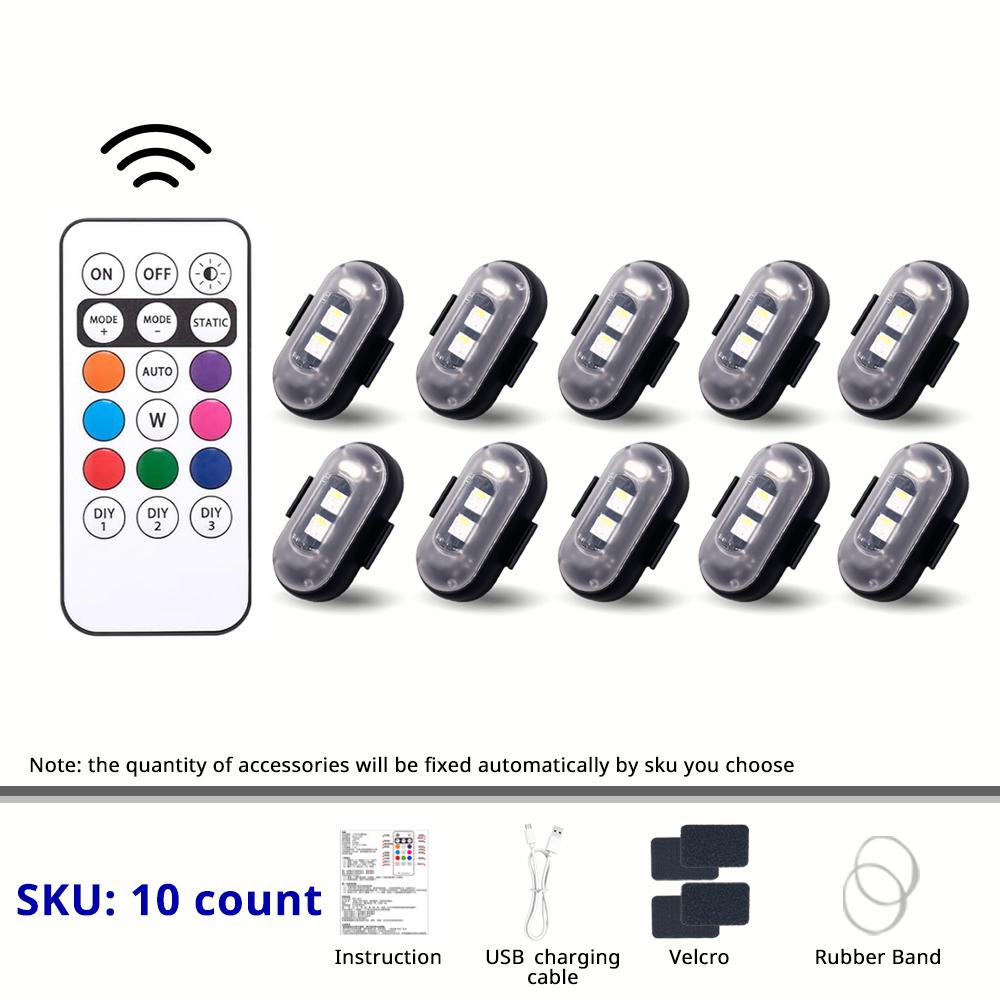 RGB LED Portable Party Lights Remote Control Wireless Lighting Rechargeable Car Footwell Light Under Glow Kit Accessories Gift
