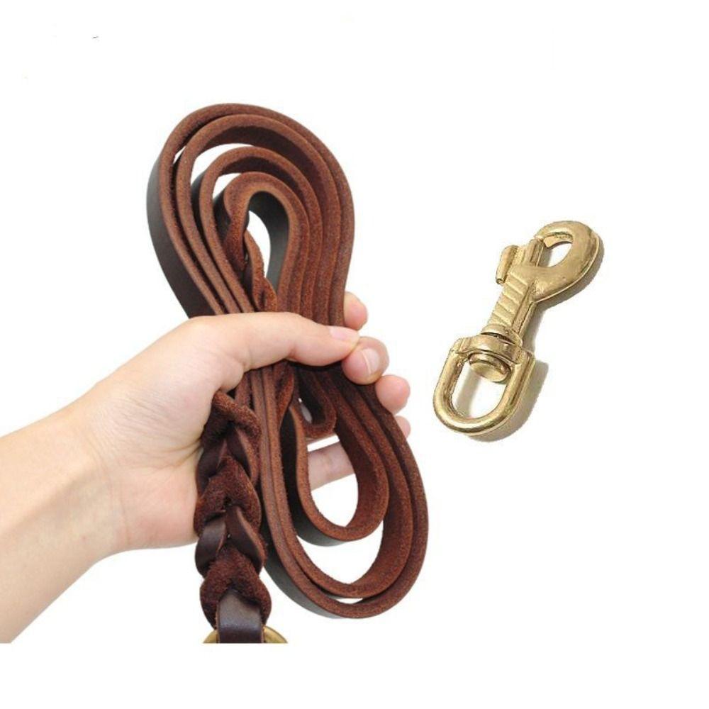 Brown Dog Traction Rope Long Leather Braided Dog Leash Pet Products German Shepherd