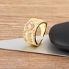 Nidin Wide Brand Zircon Circle Open Rings For Women Crystal Gold Plated Finger Charm Adjustable Wedding Birthday Jewelry Gift
