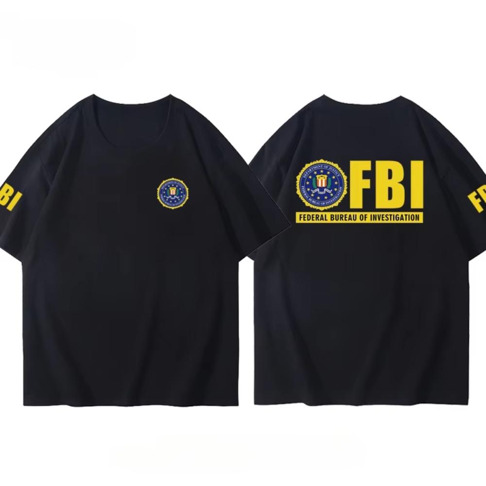Мужская одежда Горячая Распродажа Веселый Дизайн FBI Узор Печатный Хлопковый Футболка Уличный Повседневный С коротким рукавом Круглый Вырез Футболка Топ