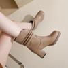 Fashion Soft Leather Retro Cowboy Boots New Fall Winter 2024 Western Jeans Boots Pointy Toe Comfy Chunky Brown Frosted Boots for Women