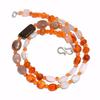 Natural Moonstone Carnelian Gemstone Mix Shape Smooth Beads Necklace 17" UB-4622 UB-4622