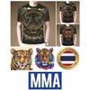 Lin Tiger Muay Thai T-Shirt Kick Boxing 3D Print Vintage Training UV Protect Quick Dry Men Women Unisex Short Sleeve Round Neck MMA Mix Martial Art