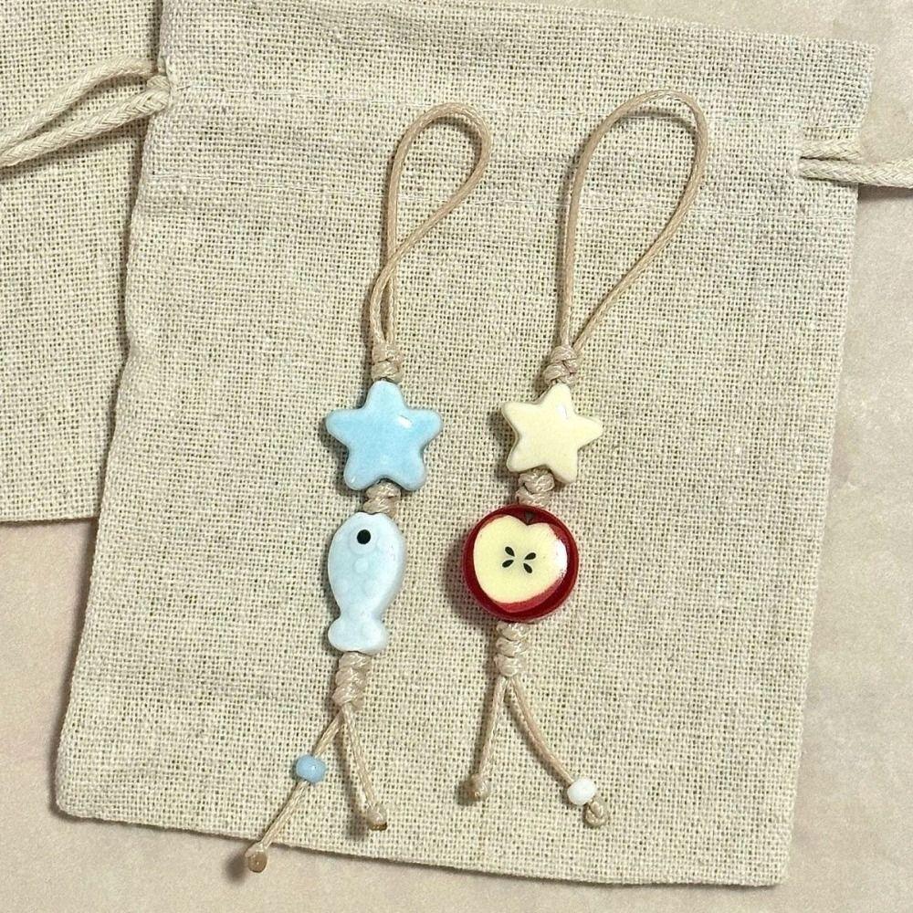 Pastel Colors Star Flower Phone Charm Bag Decoration Phone Lanyard  Telephone Accessories