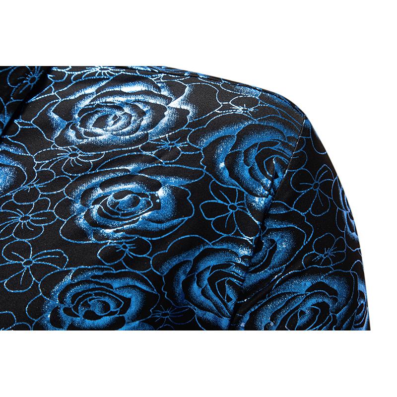 Мужская рубашка с принтом роз в европейском стиле, новая осенняя повседневная рубашка с длинным рукавом, мужская модная рубашка для вечеринок и ночных клубов