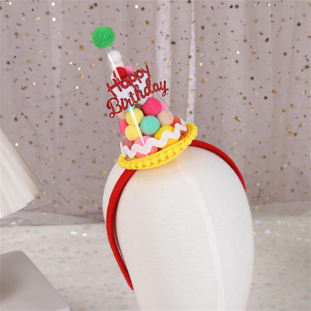 Birthday Party Hairhoop Adult Party Hat Headband Rainbow Candy Lace Hairband for Children Photography Head Accessories