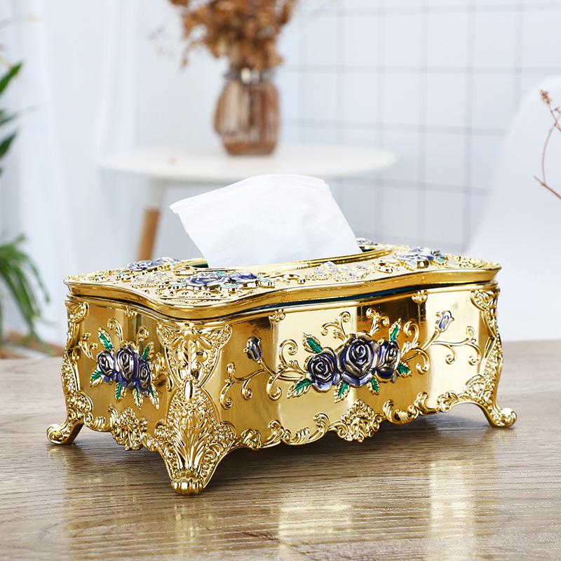 Золотистый большой держатель для салфеток - креативная настольная пластиковая бумажная коробка для дома