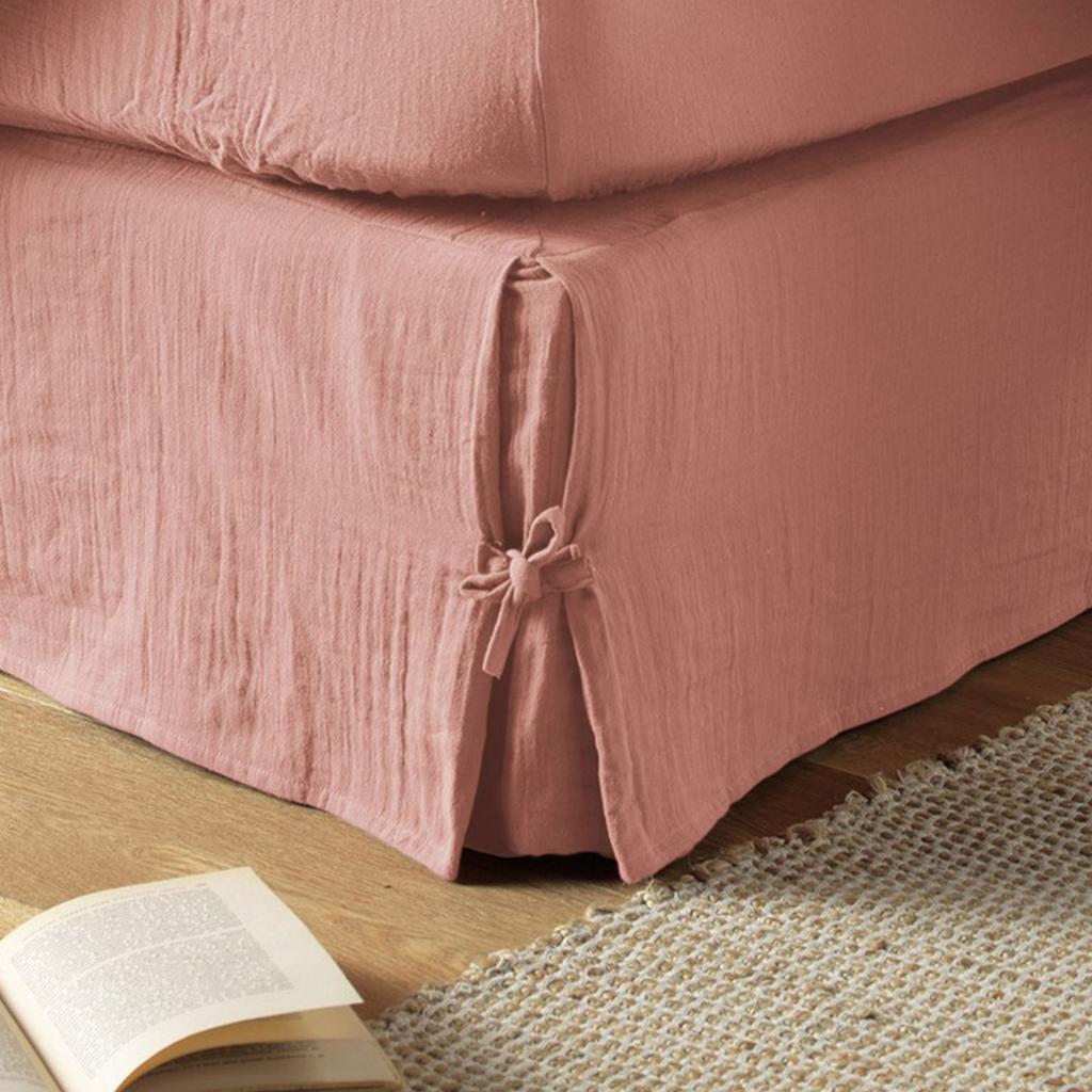 Box Spring Cover 180x200 Cm Cotton Gauze Pink