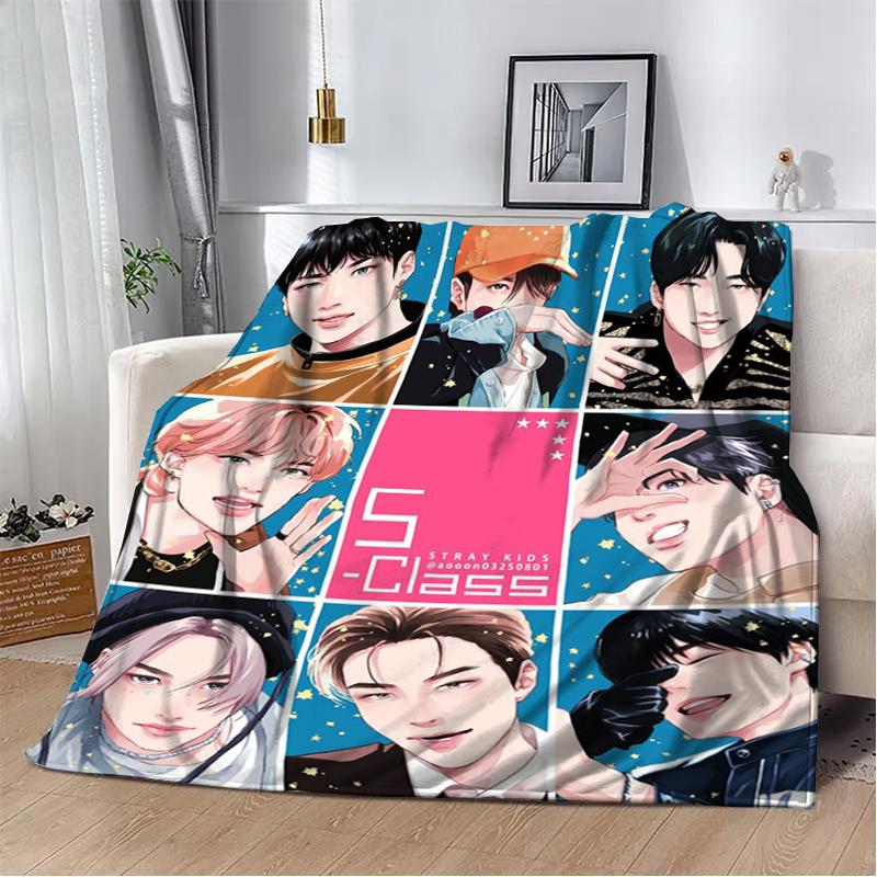 3D KPOP S-Stray-K-Kids Плед Плед для пикника Теплые фланелевые пледы Покрывала для дивана кровати Домашние Постельное белье Подарки на день рождения