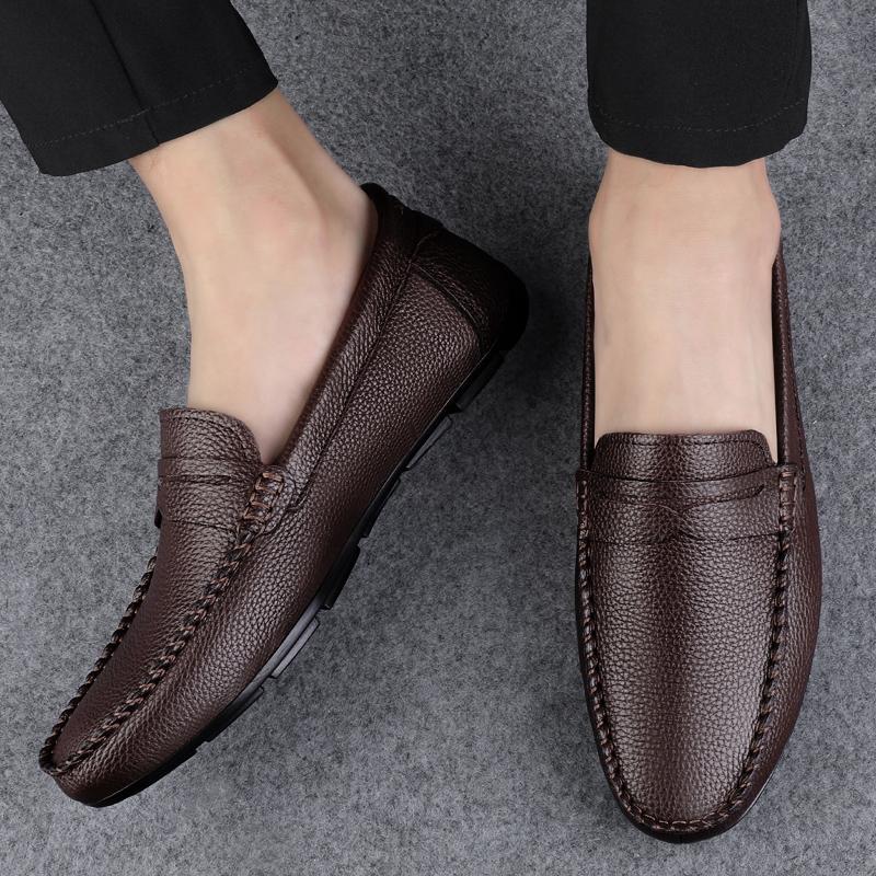Mens White Loafers Leather Shoes Men Casual Boat Shoes Mens Fashion Shoes Man Sneakers Style Loafer Masculino Moccasins Men