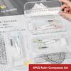 8PCS/Set Plastic Ruler Compasses Set Eraser Transparent Protractor Straight Ruler Set Square Drawing Tool School Office