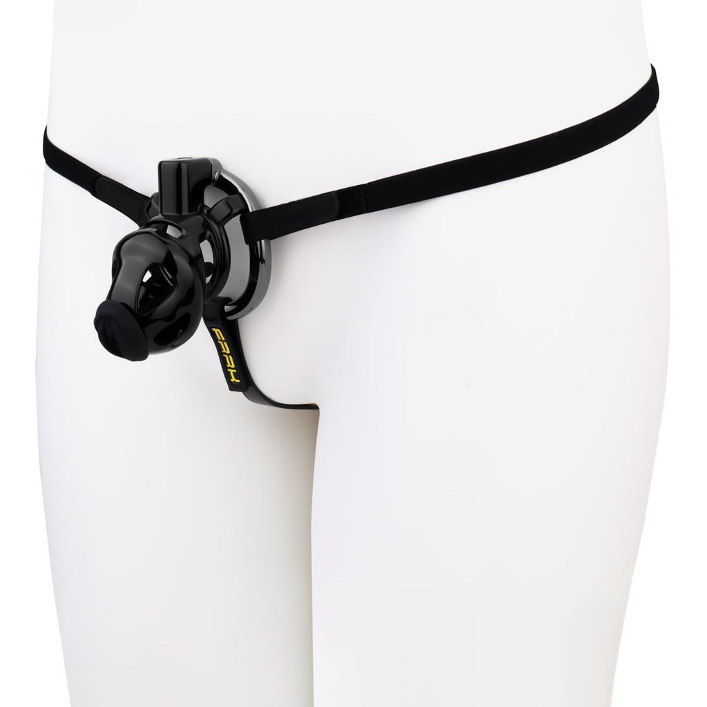 FRRK ABS Resin Black Male Chastity Cage with Aluminum Alloy Penile Ring Erotic Urethral Lock Penis Restraint Device BDSM Sex Toy