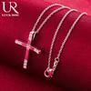 925 Sterling Silver Cross Zircon Pendant Necklace Fashionable Wedding Jewelry