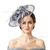 Vintage Bridal Mesh Headdress Feather Head Flower Headdress Top Hat Wedding Dress with Racing Party Headdress