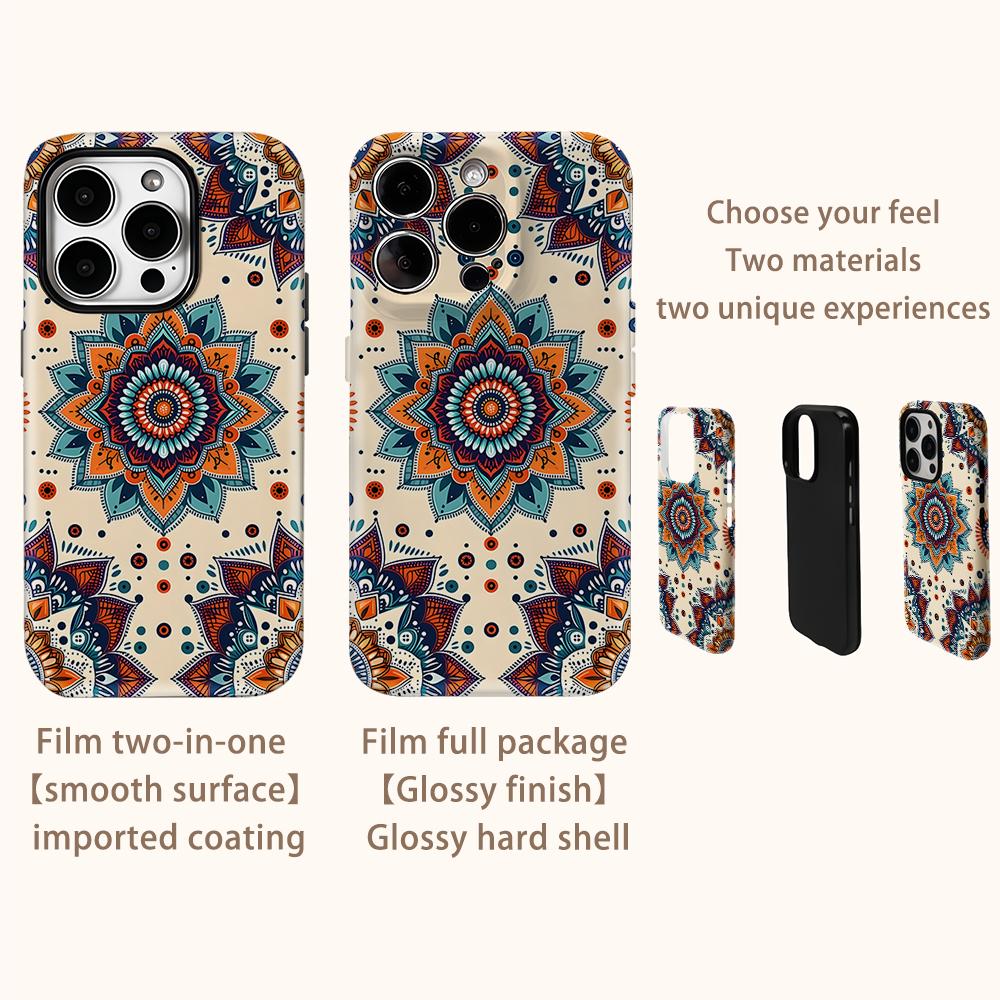 Boho Sunflower Mandala Phone Case for IPhone 17AIR 16E 16 15 14 13 12 11 17 Pro Max Plus Double-layer Back Cover