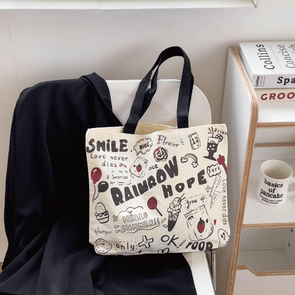 Shopping Bags Women's Hand Canva Bag Portable Canvas Tote Bag Fashion School Hand Bags