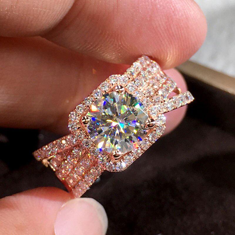 Новые романтические кольца цвета розового золота для женщин, дизайн креста, свадебное обручальное кольцо, элегантные аксессуары, вечерние женские модные ювелирные изделия