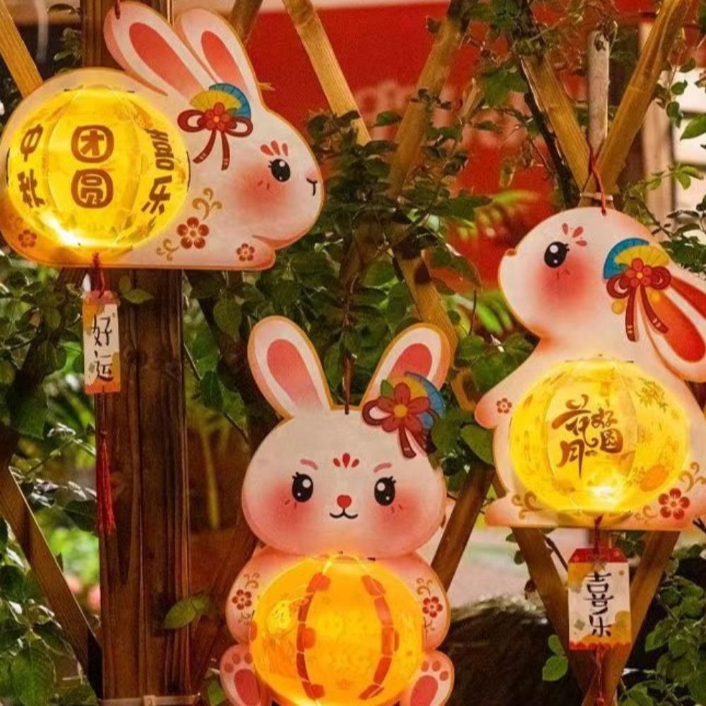 Подвесной фонарь в виде кролика, светящийся ручной светящийся фонарь, фонарь для фестиваля середины осени, подарки