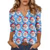 Women's Casual Fashionable Sexy Comfortable V-Neck Christmas Three-Quarter Sleeve Top