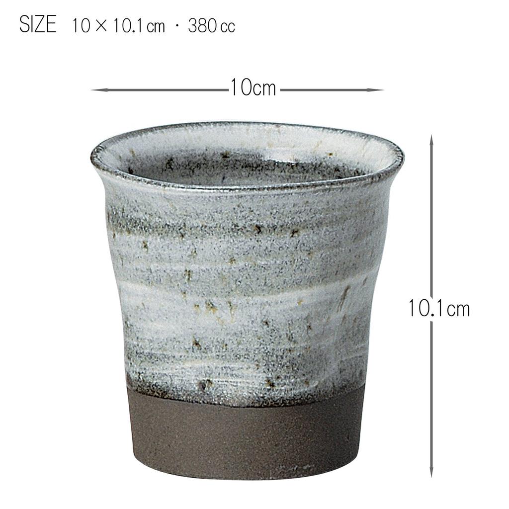 Sohogama Pottery Tumbler White Soba Brushed Wide Mouth Cup 380cc 350-07-233