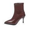 Temperament Fine Heel Single Boots Autumn New Pointed Toe Side Zipper Non-slip Wear-resistant High Heel Short Boots