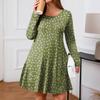 Plus Size Women's Gradient Print Casual Spring/Autumn Pocket Round Neck Long Sleeve Dress