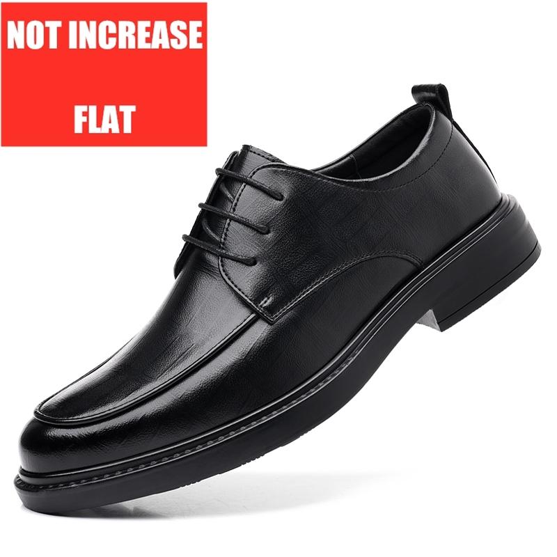 Spring/Summer Men 37-45 Men's Flat/6CM Heightening Elevator Shoes Business Formal Leather Shoes Man British Casual Wedding Suit