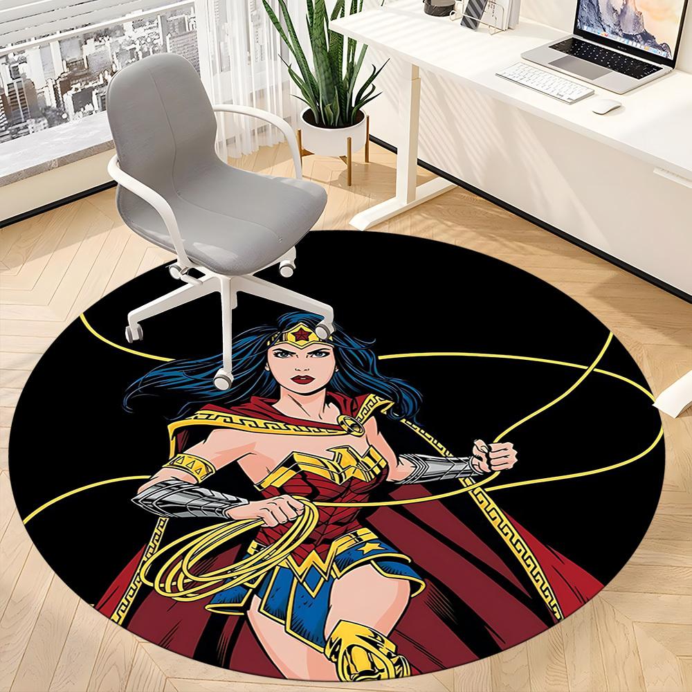1pc Wonder Woman Office Round Area Rug, Under Office Chairs Bedroom Living Room Home Decor, Room Deco, Available in Various Sizes072