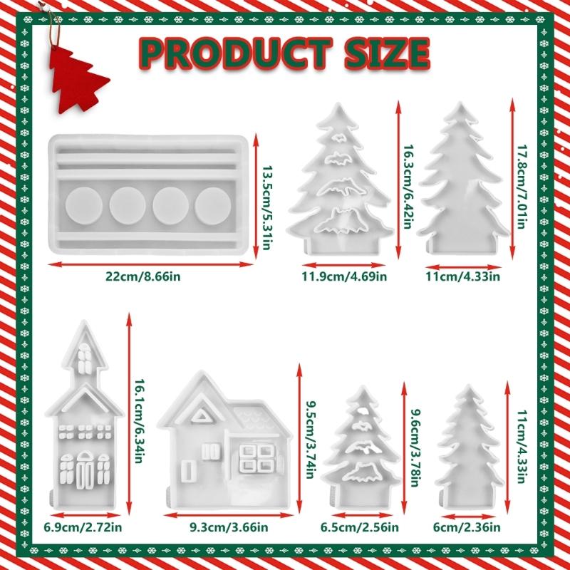 House Shape Silicone Molds Candle Holder Mould Handmade Castings Molds DIY Soap Molds Tree Molds for Holiday Decorations