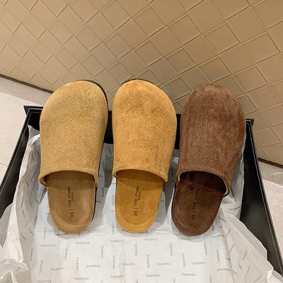 Баотоу драг платформа кожаные тапочки женские для улицы осень 2025 новые японские туфли повседневные тапочки полутапочки