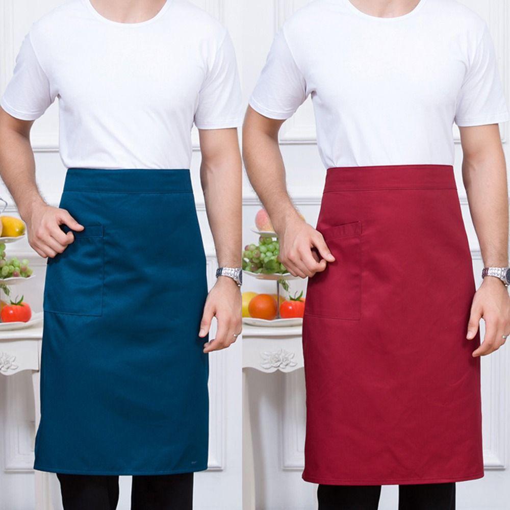 Unisex Waist Apron 3 Pockets Waiter Half Waist Apron New Short Half Waist Apron  Cafe Shop