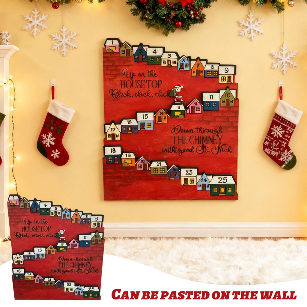 Santa Castle Countdown Advent Calendar Christmas Ornament Wooden Craft Gift
