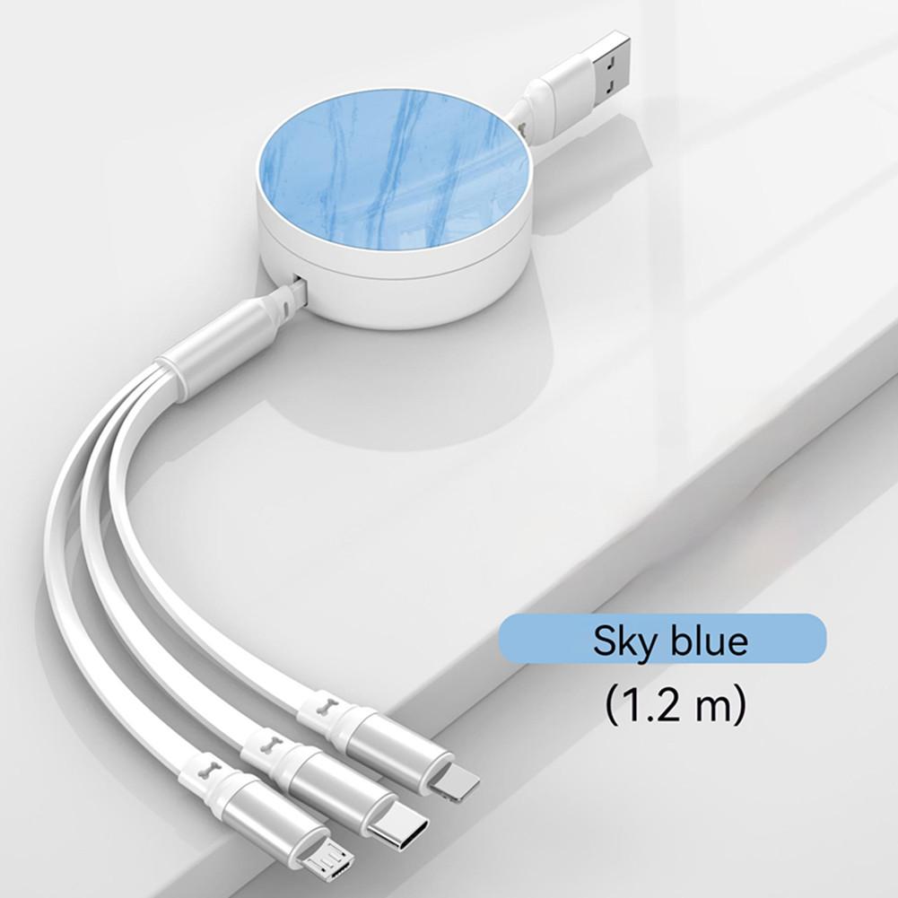 Retractable 66w 3-in-1 Usb Charge Data Cord 5-level Telescopic Fast Charging Data Cable