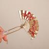 Neo-Chinese Styl Tassel Hairpin Fan Shape Hair Stick Elegant Pearl Fringe Hairpin  Wedding Occasion