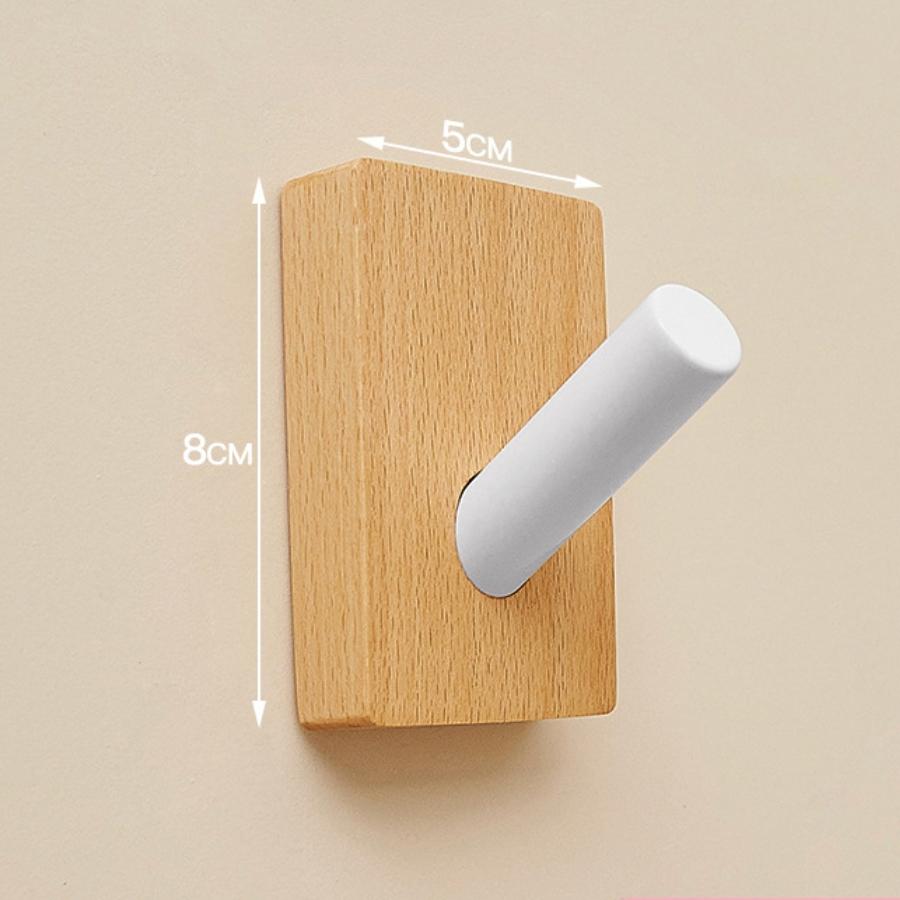 Wall Wood Hook Self-adhesive Round Key Coat Towel Hook Hanger for Bathroom Kitchen Accessories Room Decor Hook Storage Organizat