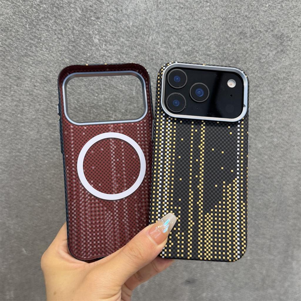 Позолоченный кевларовый магнитный чехол для iPhone 17 Pro Max со светящимся дизайном, ощущаемым как кожа