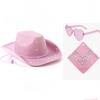 3pcs Funny Happy Hen Party Decor Shining Bachelorette Party Decor Western Cowboy Hat  Costume Party