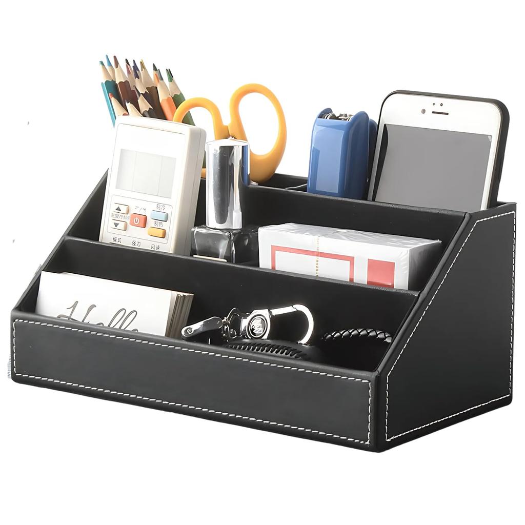 Органайзер для стола с держателем для пульта, подставкой для карандашей и ящиком для хранения (черный) - NYANDELMO ND-0071-R20-BK