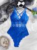 New underwear women's solid color V-neck lace splicing sex onesie