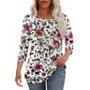 Женская модная повседневная плиссированная футболка с круглым вырезом и рукавами три четверти с повседневным цветочным принтом
