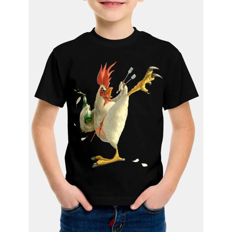 Футболка Футболка для мальчика Топ Кунг-фу Петух Одежда для детей Детская одежда Топы для мальчиков Детская одежда Футболка с коротким рукавом