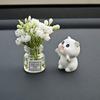 Декор приборной панели автомобиля Мини Кролик с цветком в вазе для цветов Украшения для салона автомобиля Подарок для женщин и мужчин Владельцев автомобилей