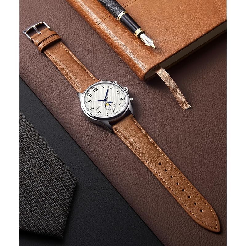 [BINLUN] кожаный ремешок для часов, быстросъемный кожаный ремешок для часов, многоцветные ремешки для часов, стильный сменный ремень, мягкий, дышащий, унисекс (21мм, легкий