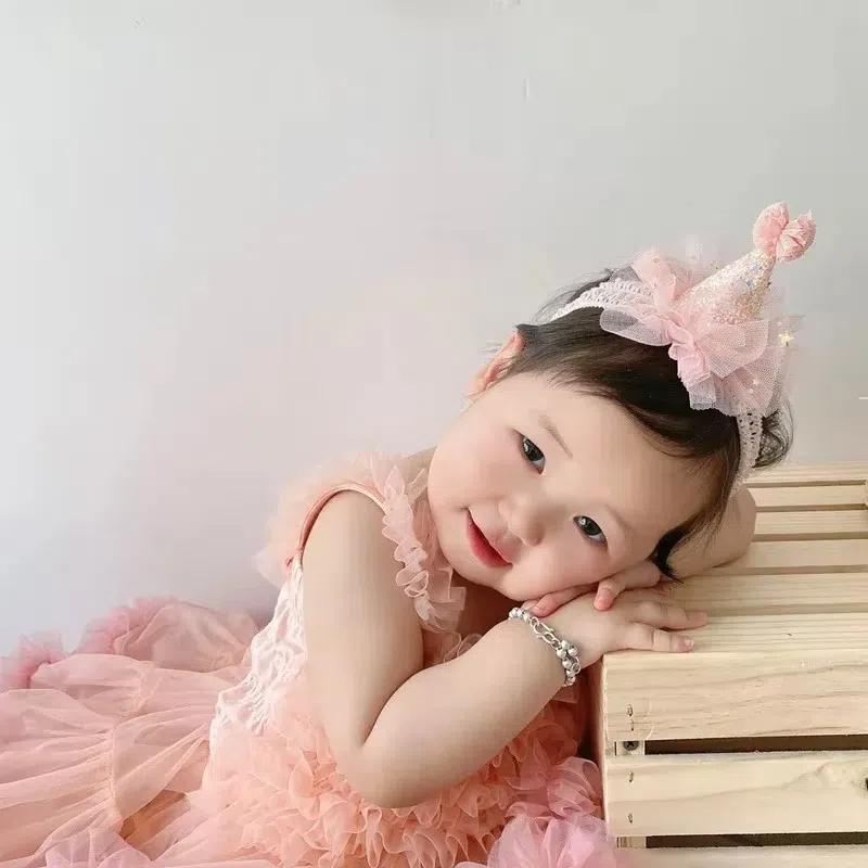 1 PC Fashion Cute Girl Crown Princess Hairpin Lace Pearl Shiny Star Headband Hairpin Hairpin Hair Accessories Hair Birthday Hat