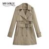 MIEGOFCE 2024 Женская весна-осень двубортный длинный тренчкот с лацканами, однотонная повседневная ветровка в британском стиле с поясом F25003