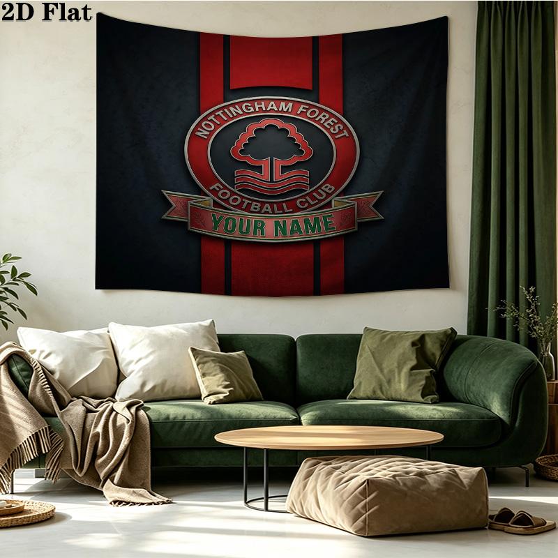 Custom Name Nottingham Forest2 Printed Tapestry – Wall Hanging for Bedrooms, Dorms, and Home Decor