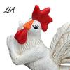 Whimsical Courtyard Statues White Rooster Statue with Enchanting Posture & Long Eyelashes, Creative Table Art Sculpture, Funny Resin Pastoral