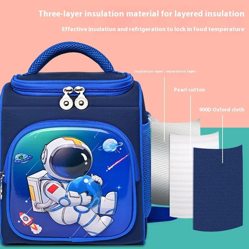 Children's Cartoon Insulated Lunch Bag Portable Kids Handbag Style Breathable Beach Picnic Meal Bag for Primary School Students