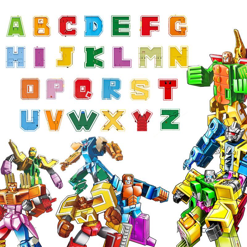 Gudi 26 Alphabet Dinosaur Transforming Building Blocks for Boys - Educational Animal Toys and Gifts