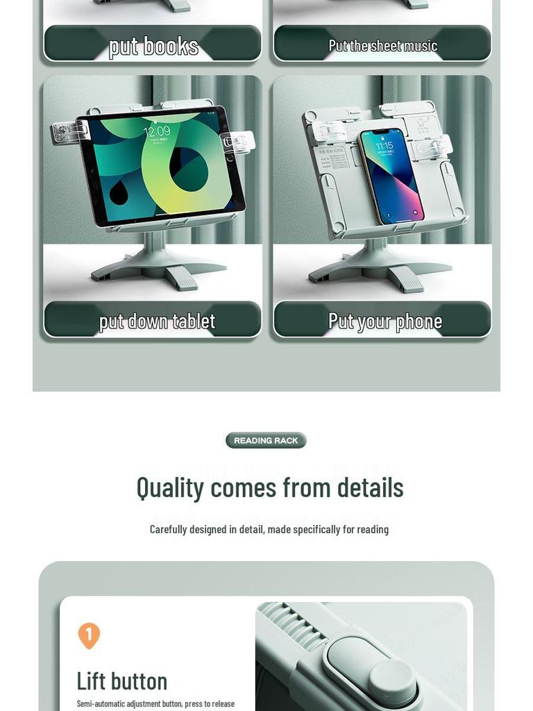 Adjustable Multifunctional Reading Stand & Bookshelf for Students